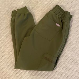 Olive Green Figs High Waist Scrub Bottoms